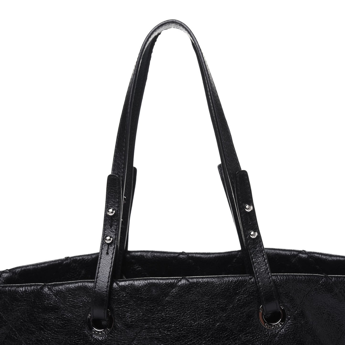 Glazed Calfskin Large On The Road Tote Black