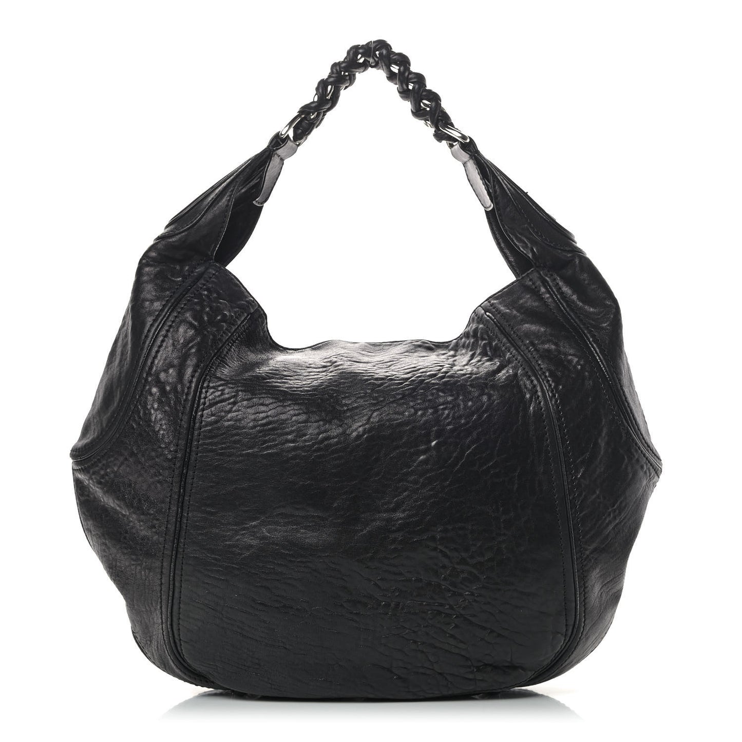 Tumbled Sheepskin Eclipse Hobo Black