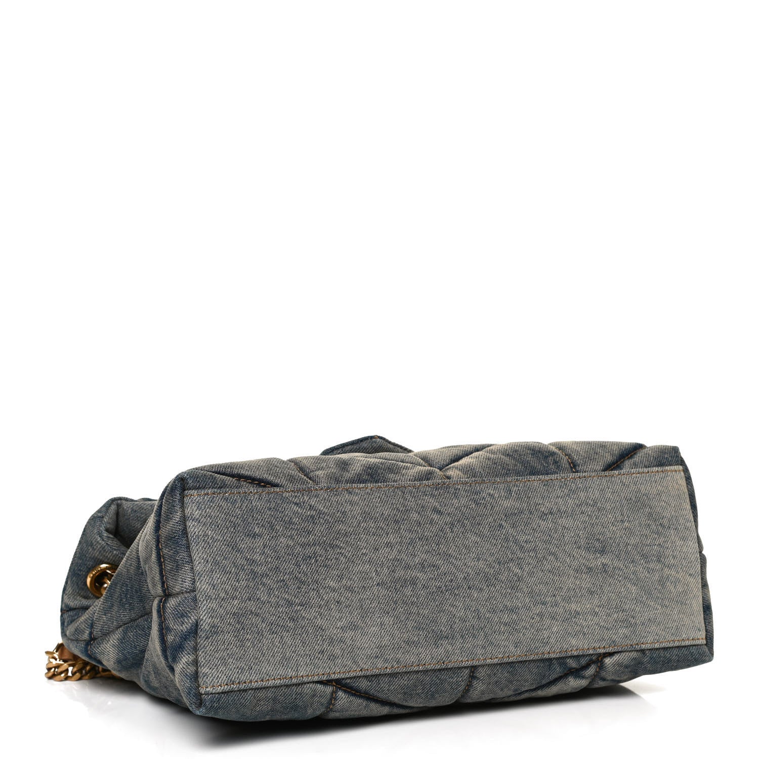 Saint Laurent Denim Quilted Small Loulou Puffer Monogram Chain Satchel Blue Cinnamon 4 of 10