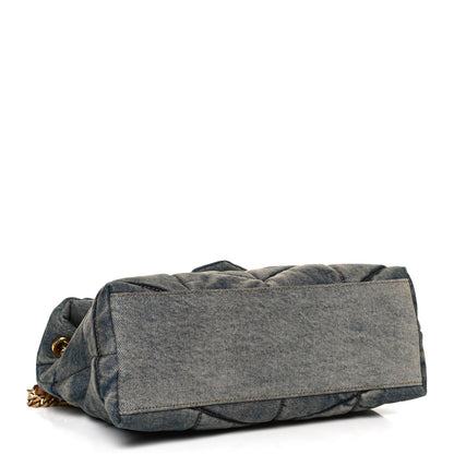 Saint Laurent Denim Quilted Small Loulou Puffer Monogram Chain Satchel Blue Cinnamon 4 of 10
