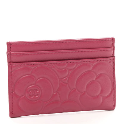 Chanel Lambskin Camellia Embossed Card Holder Fuchsia 3 of 9