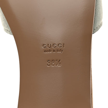 Gucci Kid Scamosciato Interlocking G Cut Out Slide Sandals 38.5 Pale Green 7 of 8