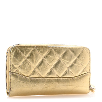 Chanel Metallic Aged Calfskin Quilted Small Gabrielle Zip Around Wallet Gold 3 of 13