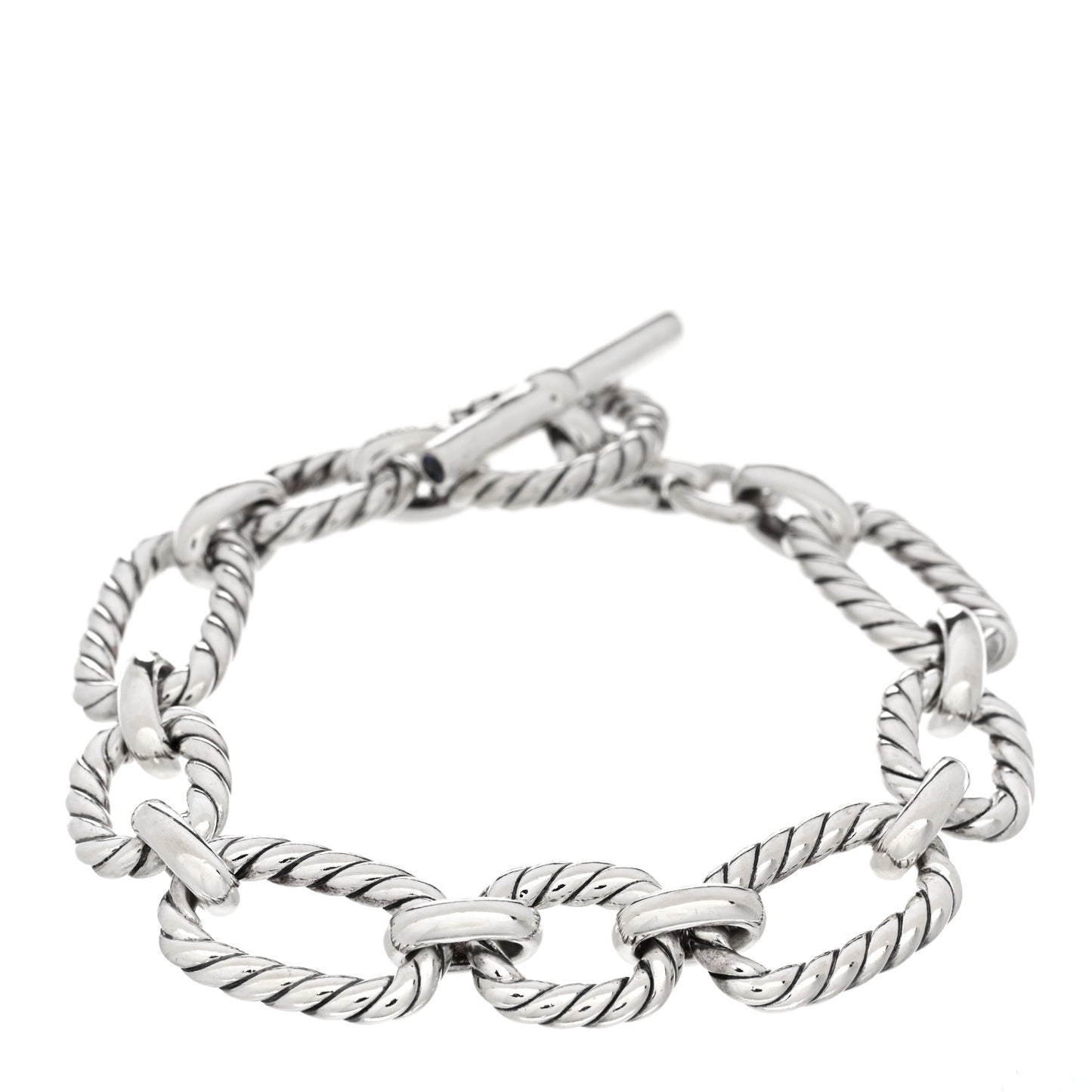 Sterling Silver Blue Sapphire 12.5mm Cushion Link Bracelet