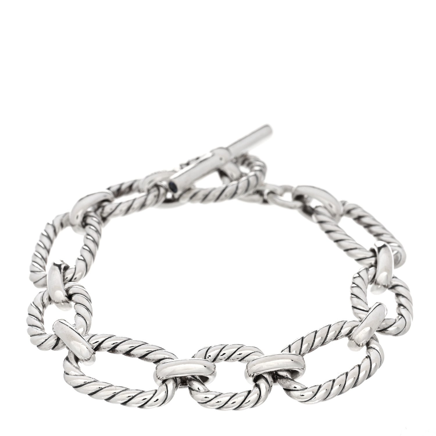 David Yurman Sterling Silver Blue Sapphire 12.5mm Cushion Link Bracelet 1 of 3
