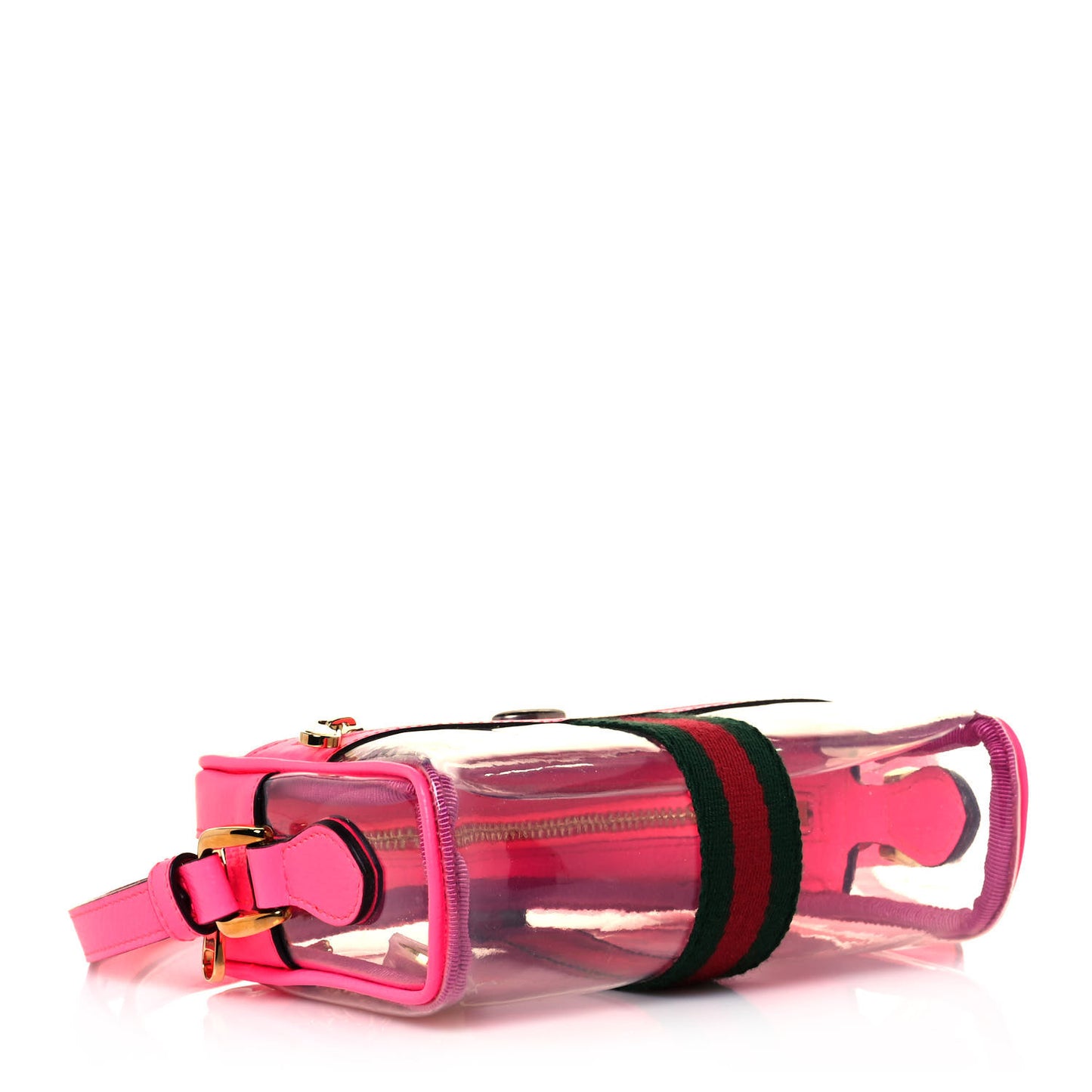 Vinyl Web Mini Ophidia Transparent Shoulder Bag Fluorescent Fuchsia