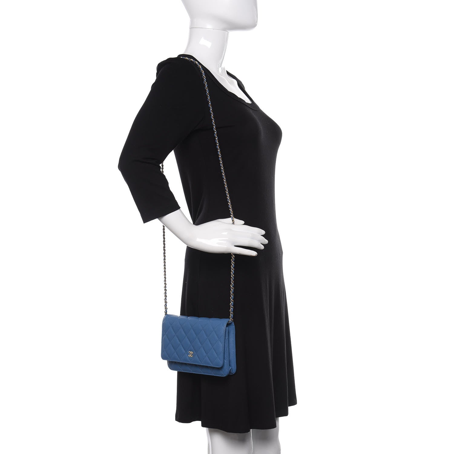 Chanel Caviar Quilted Wallet On Chain WOC Blue 2 of 12