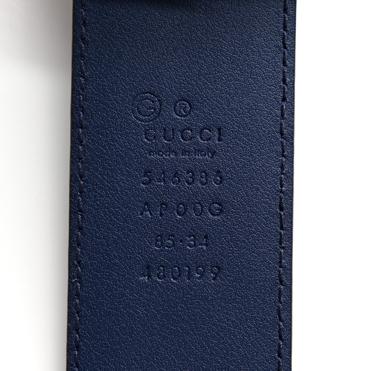 Moon Calfskin Interlocking G 37mm Belt 85 34 Cobalt Blue