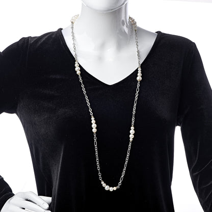David Yurman Sterling Silver 18K Yellow Gold Multi Pearl Figaro Chain Necklace 2 of 4