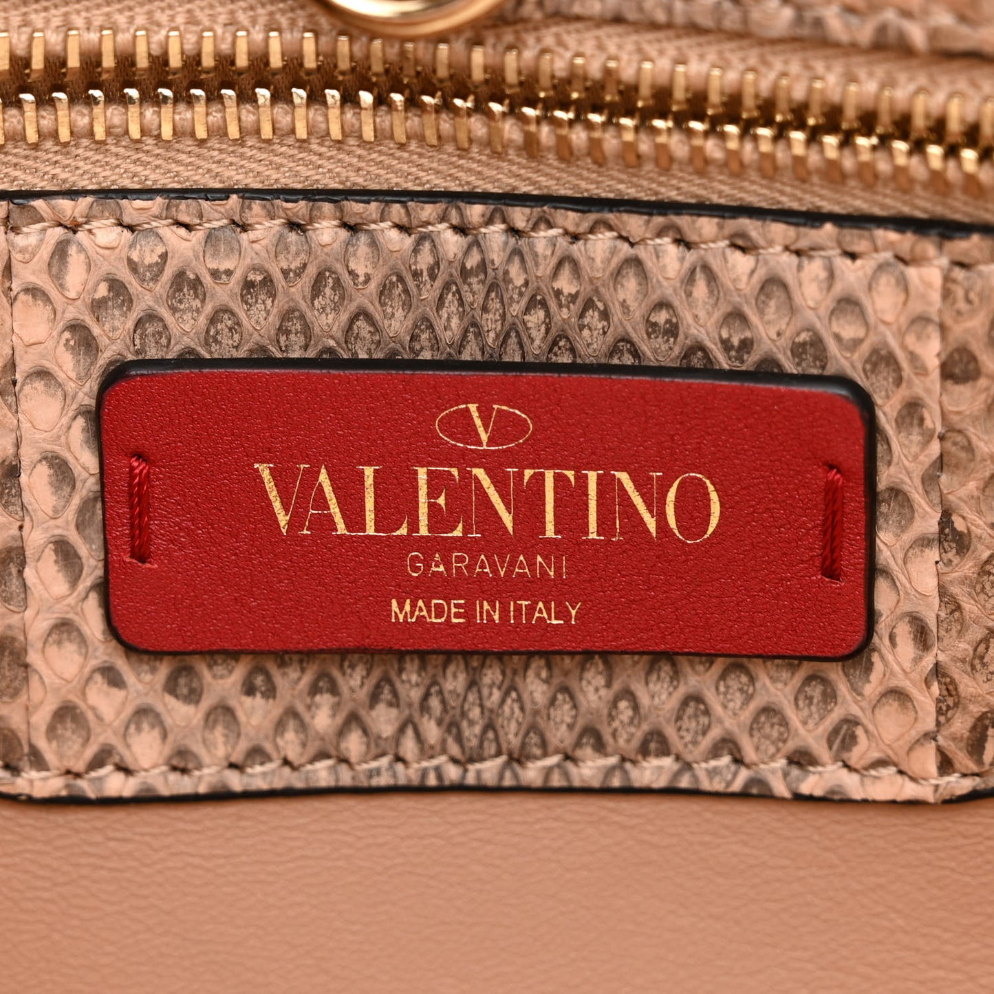 Snakeskin Small Demilune Double Handle Satchel Beige