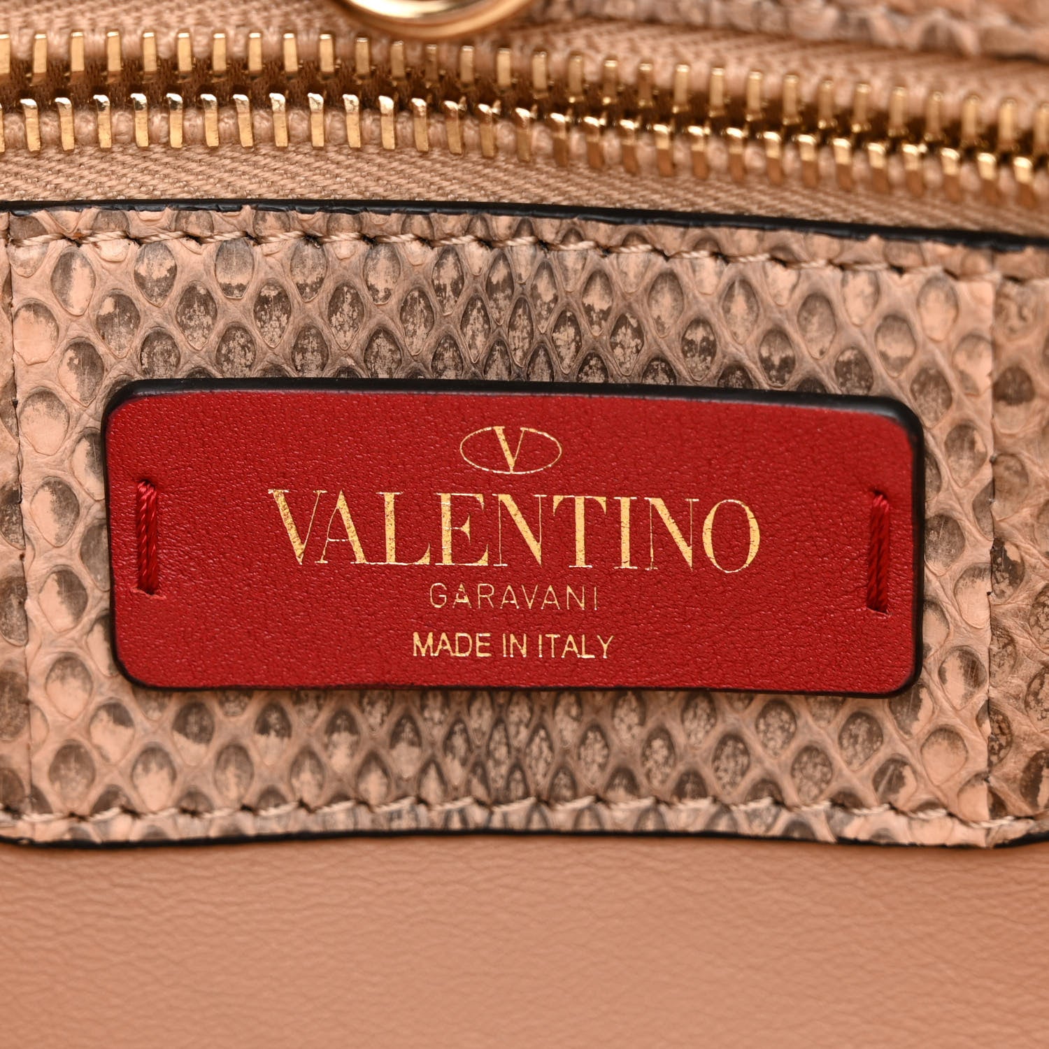 Valentino Garavani Snakeskin Small Demilune Double Handle Satchel Beige 6 of 10