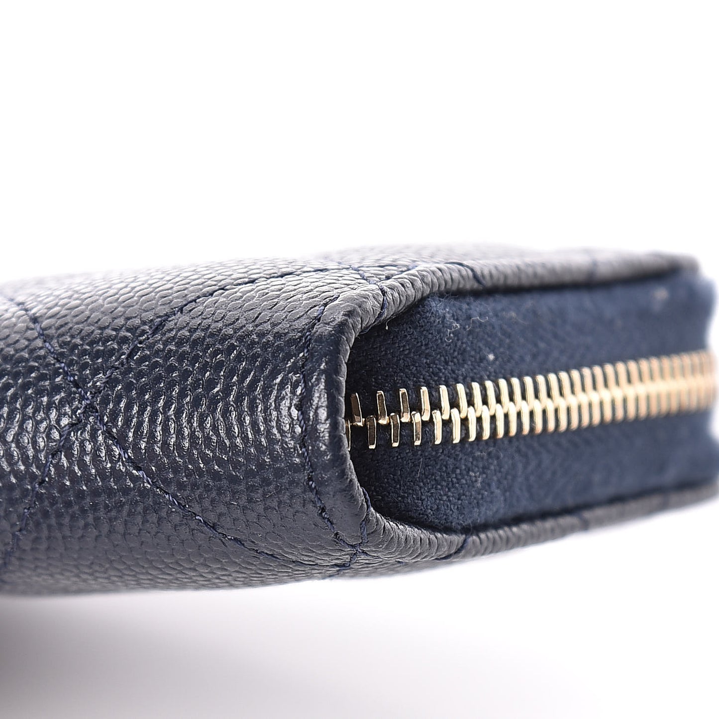 Caviar Quilted Zip Coin Purse Dark Blue