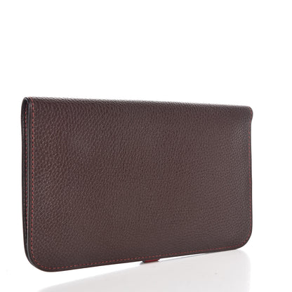 Hermes Togo Dogon Duo Wallet Chocolate Rouge Garance 4 of 9