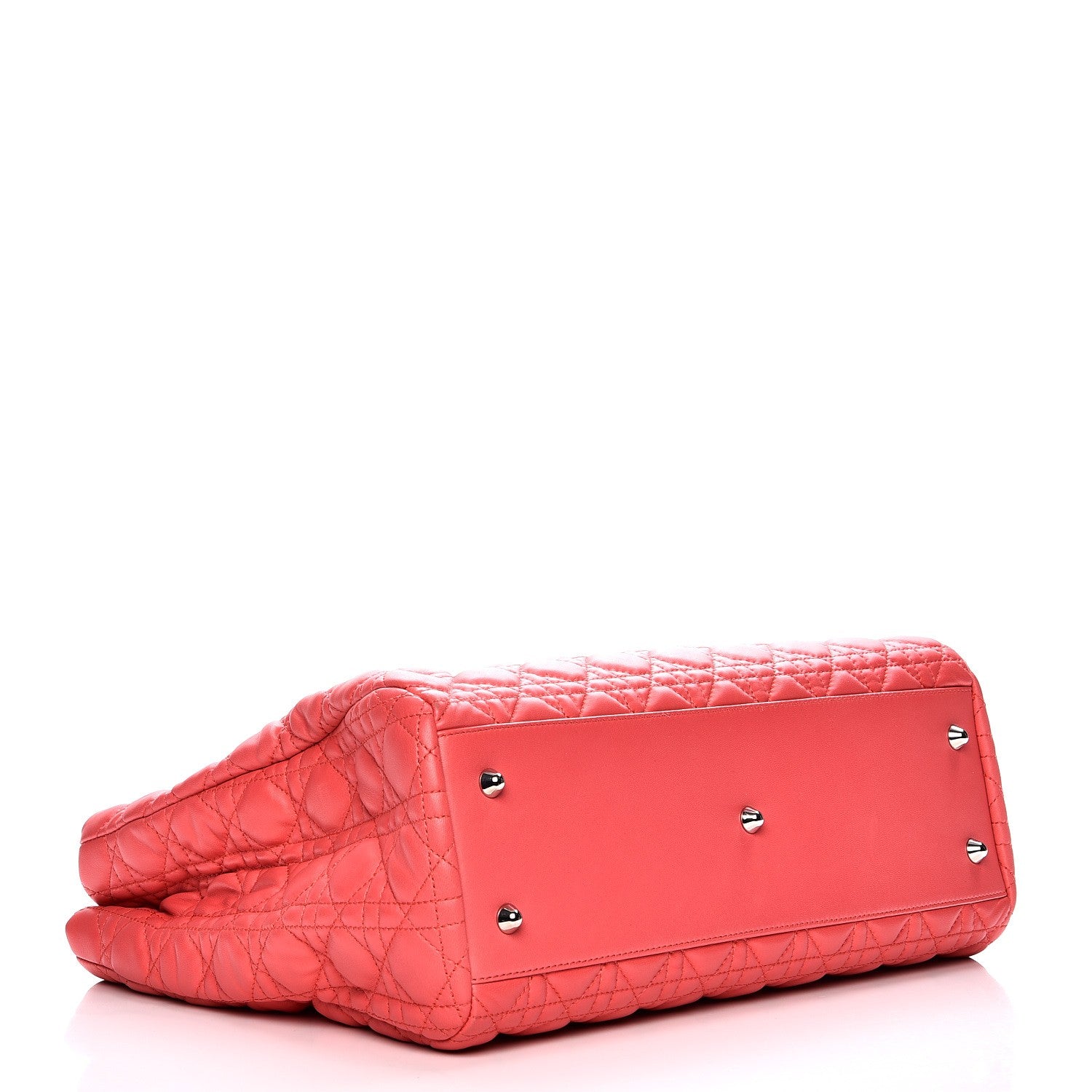 Christian Dior Lambskin Cannage Large Dior Soft Shopping Tote Coral 4 of 11