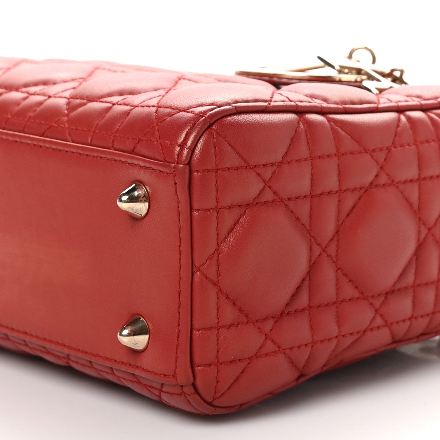 Christian Dior Lambskin Cannage Small Lucky Badges My Lady Dior Red 10 of 12