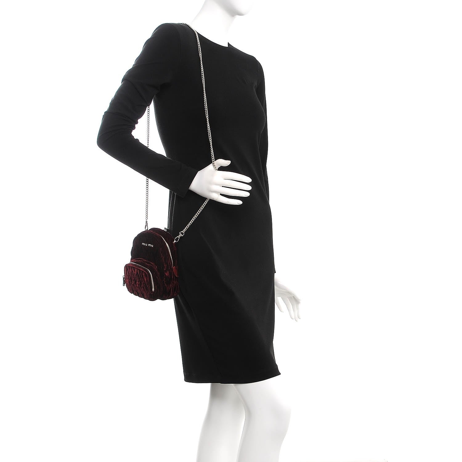 Miu Miu Velluto Matelasse Mini Backpack Bordeaux 2 of 8