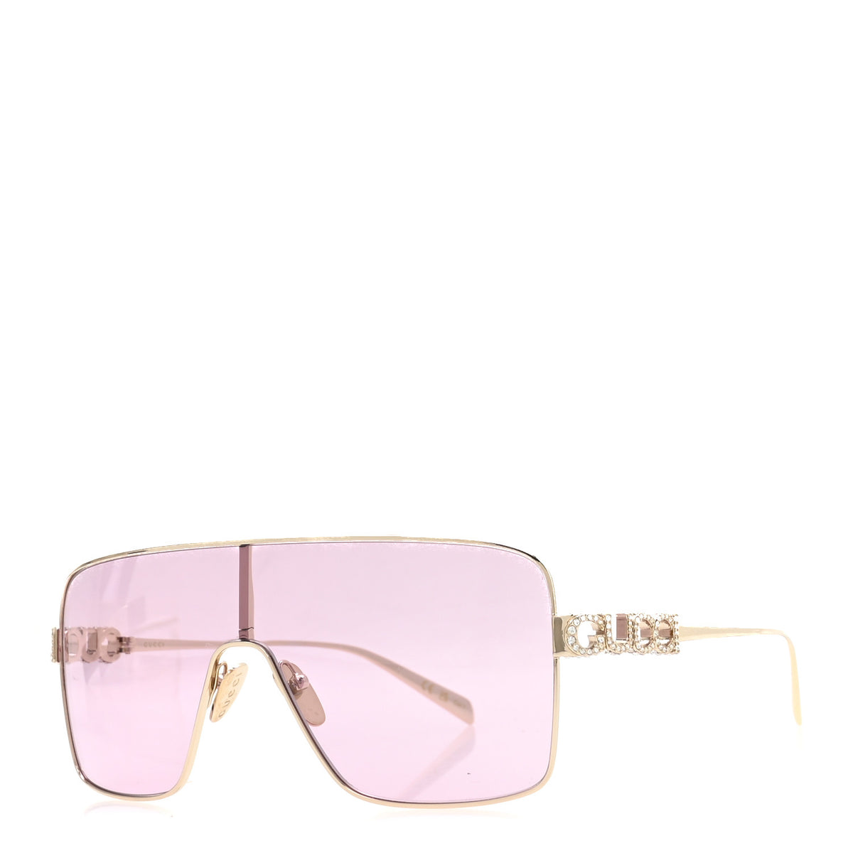 Gucci Metal Crystal Rectangular Frame Sunglasses GG1936S Gold 1 of 7