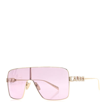 Gucci Metal Crystal Rectangular Frame Sunglasses GG1936S Gold 1 of 7