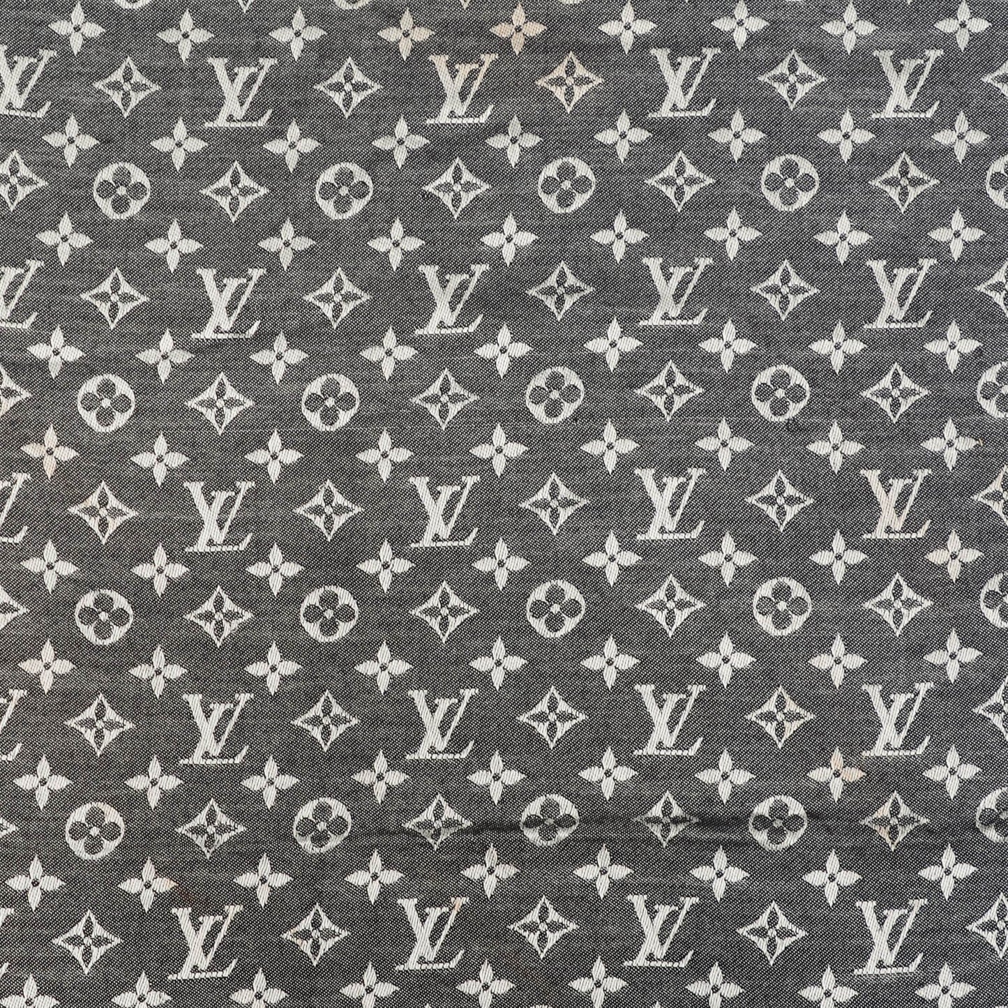 Wool Silk Monogram Denim Shawl Black