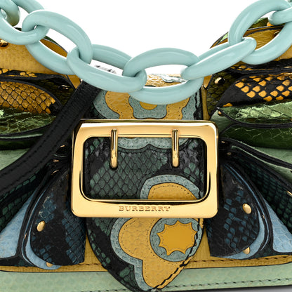 Burberry Calfskin Watersnake Print Ruffle Small Buckle Shoulder Bag Multicolor 7 of 10