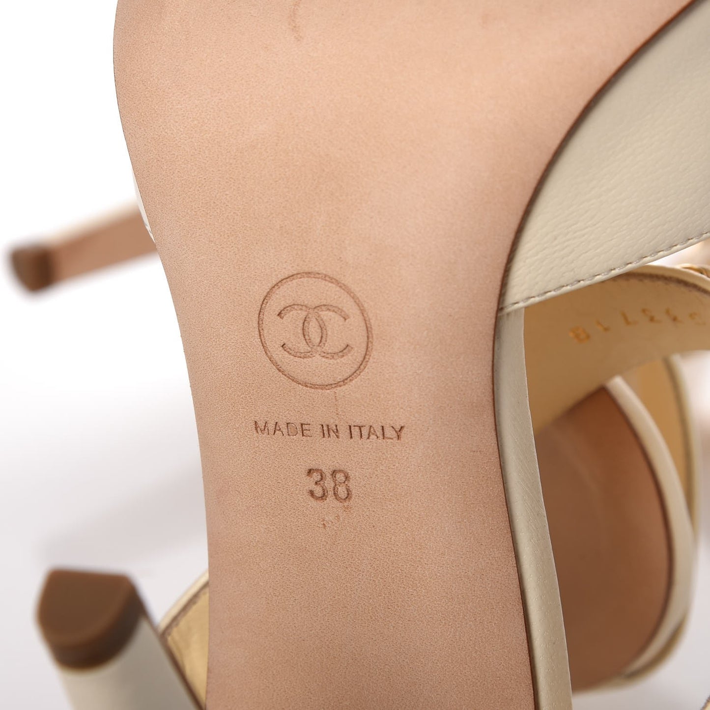 Lambskin CC Chain Sandals 38 Ivory