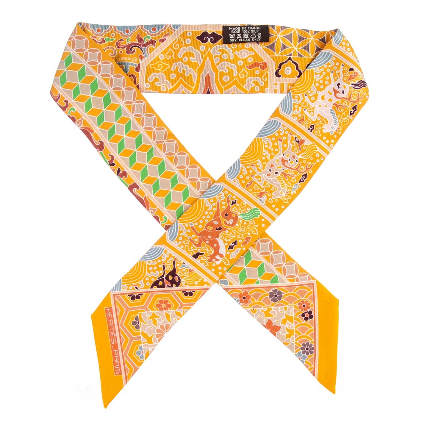 Silk Collections Imperiales Twilly Bouton D'Or Miel Vert