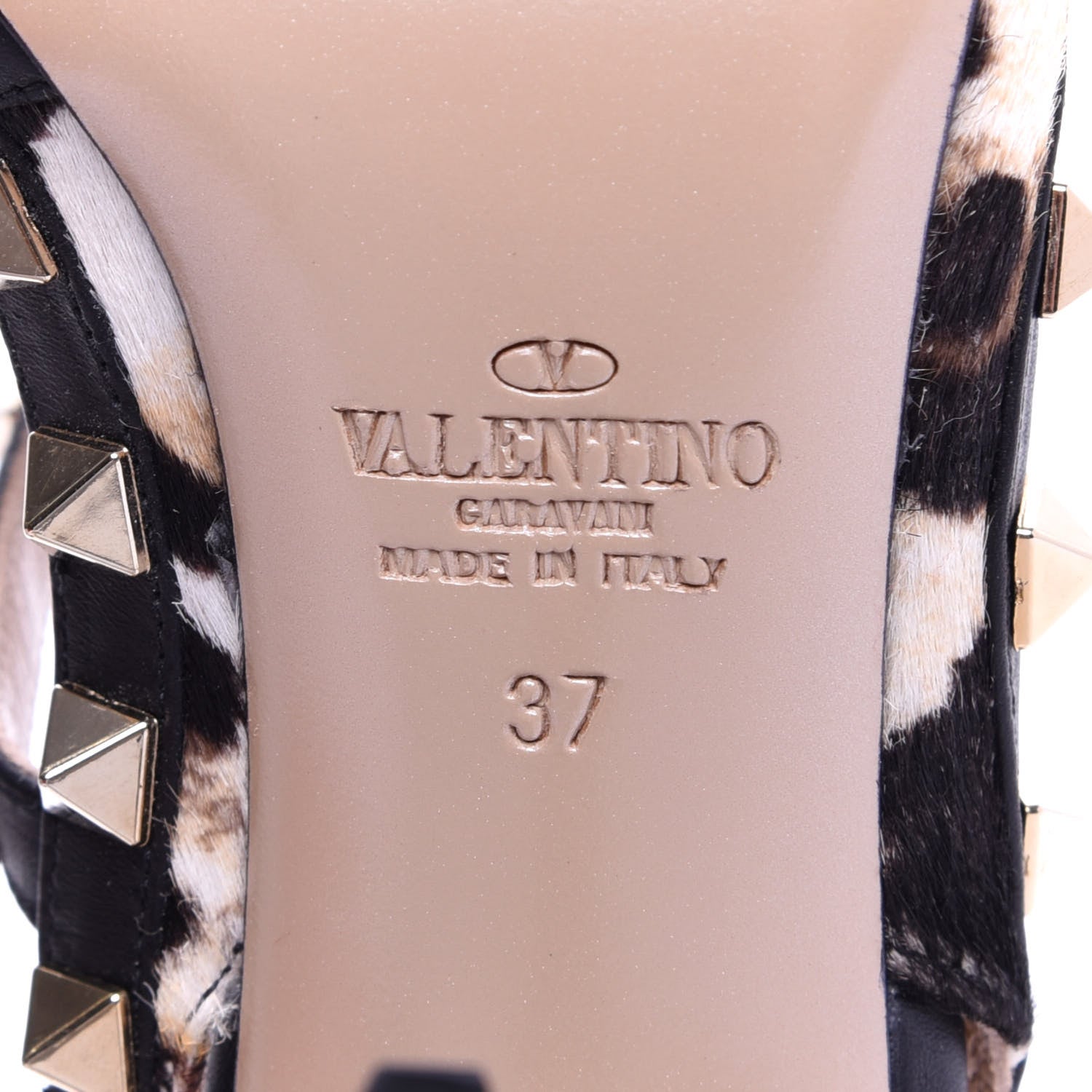 Valentino Garavani Calf Hair Leopard Print Rockstud Ankle Strap 100mm Pumps 37 Testa di Moro 9 of 10