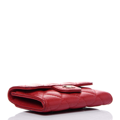 Chanel Caviar Quilted Flap Card Holder Wallet Red 4 of 12