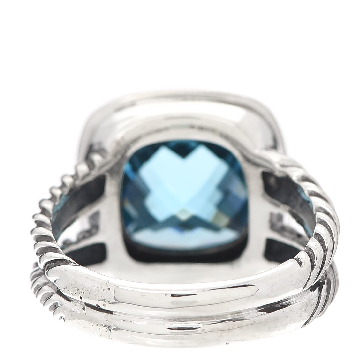 David Yurman Sterling Silver Diamond Blue Topaz 11mm Albion Ring 60 9 4 of 5