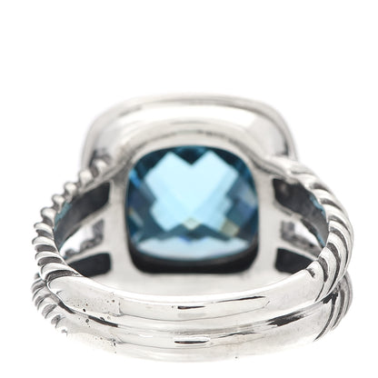 David Yurman Sterling Silver Diamond Blue Topaz 11mm Albion Ring 60 9 4 of 5