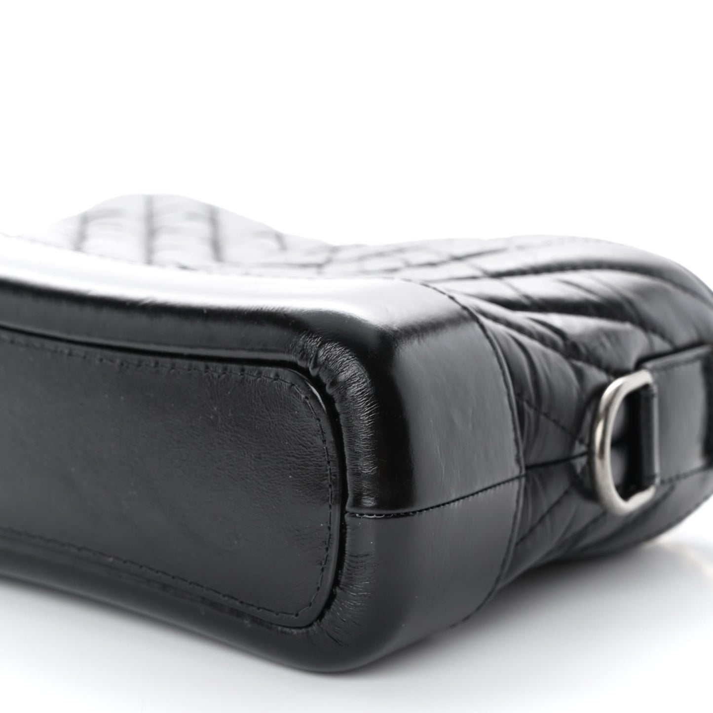 Aged Calfskin Chevron Quilted Small Gabrielle Hobo Black