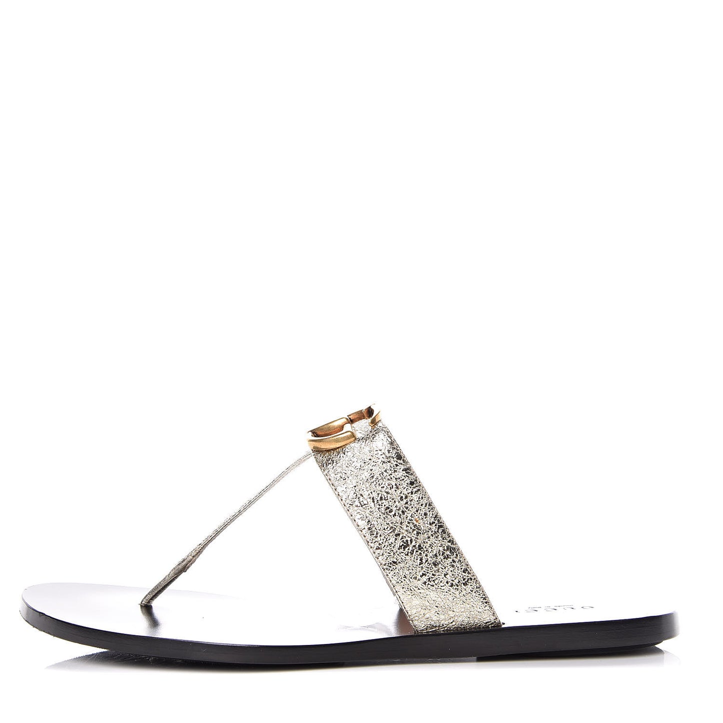 Nappa Silk Galassia GG Marmont Thong Flat Sandals 37.5 Platino