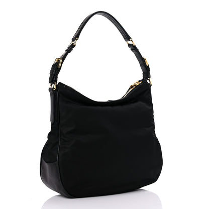 Prada Tessuto Nylon Saffiano Hobo Black 2 of 14