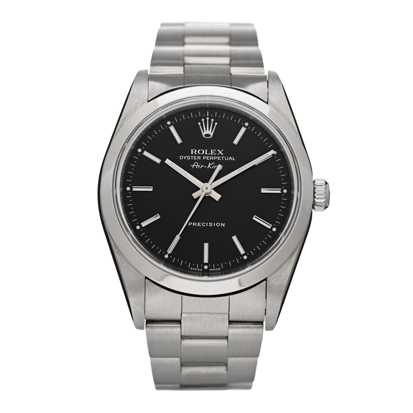 Stainless Steel 34mm Air-King Oyster Perpetual Precision Watch Black 14000