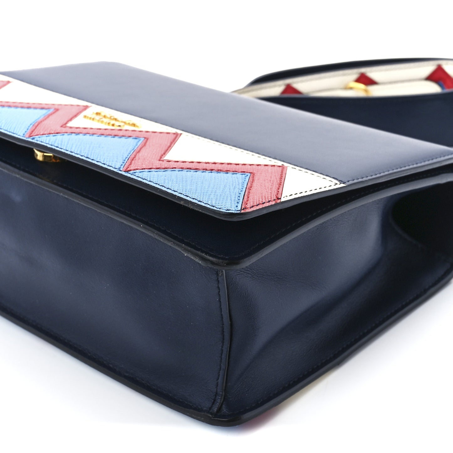 City Calf Saffiano Greche Flap Bag Baltico Rosso