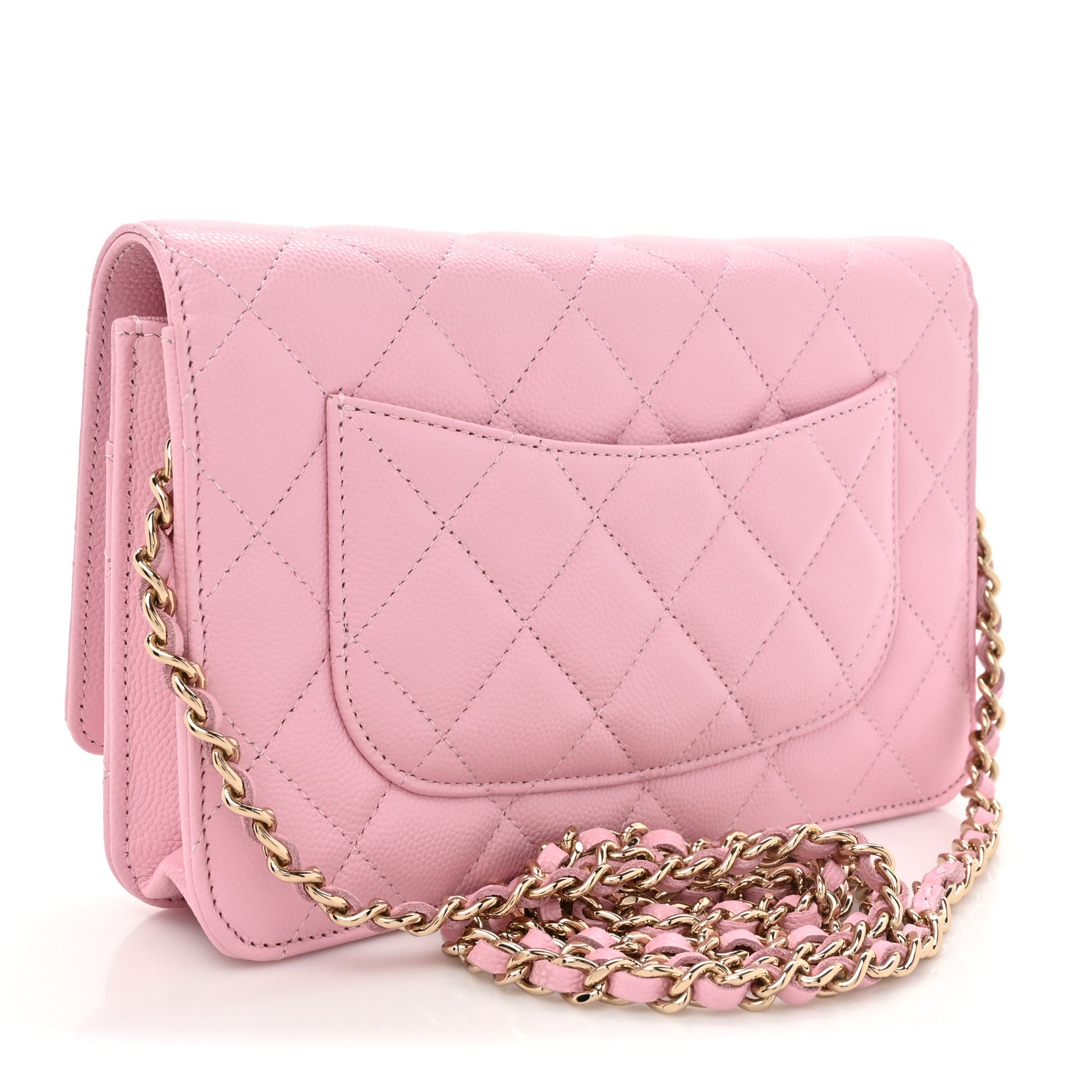 Chanel Caviar Quilted Wallet on Chain WOC Light Pink 3 of 12