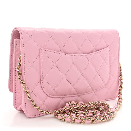 Chanel Caviar Quilted Wallet on Chain WOC Light Pink 3 of 12