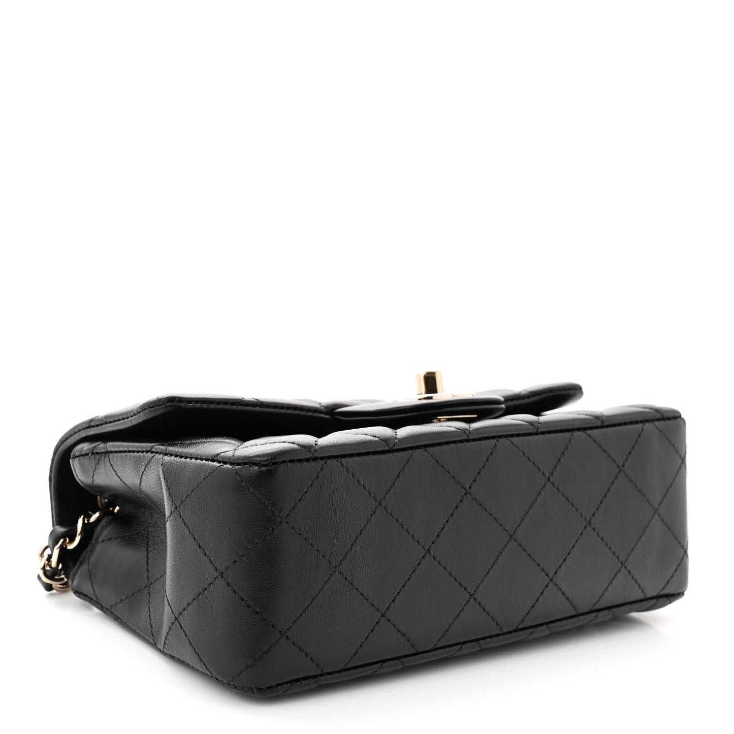 Lambskin Quilted Mini Rectangular Flap Black