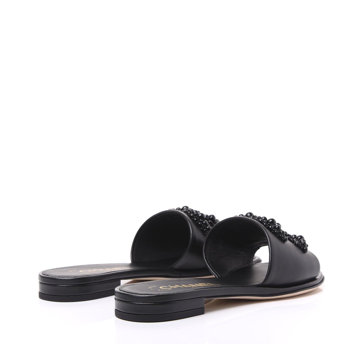 Lambskin Beaded CC Mules 34 Black