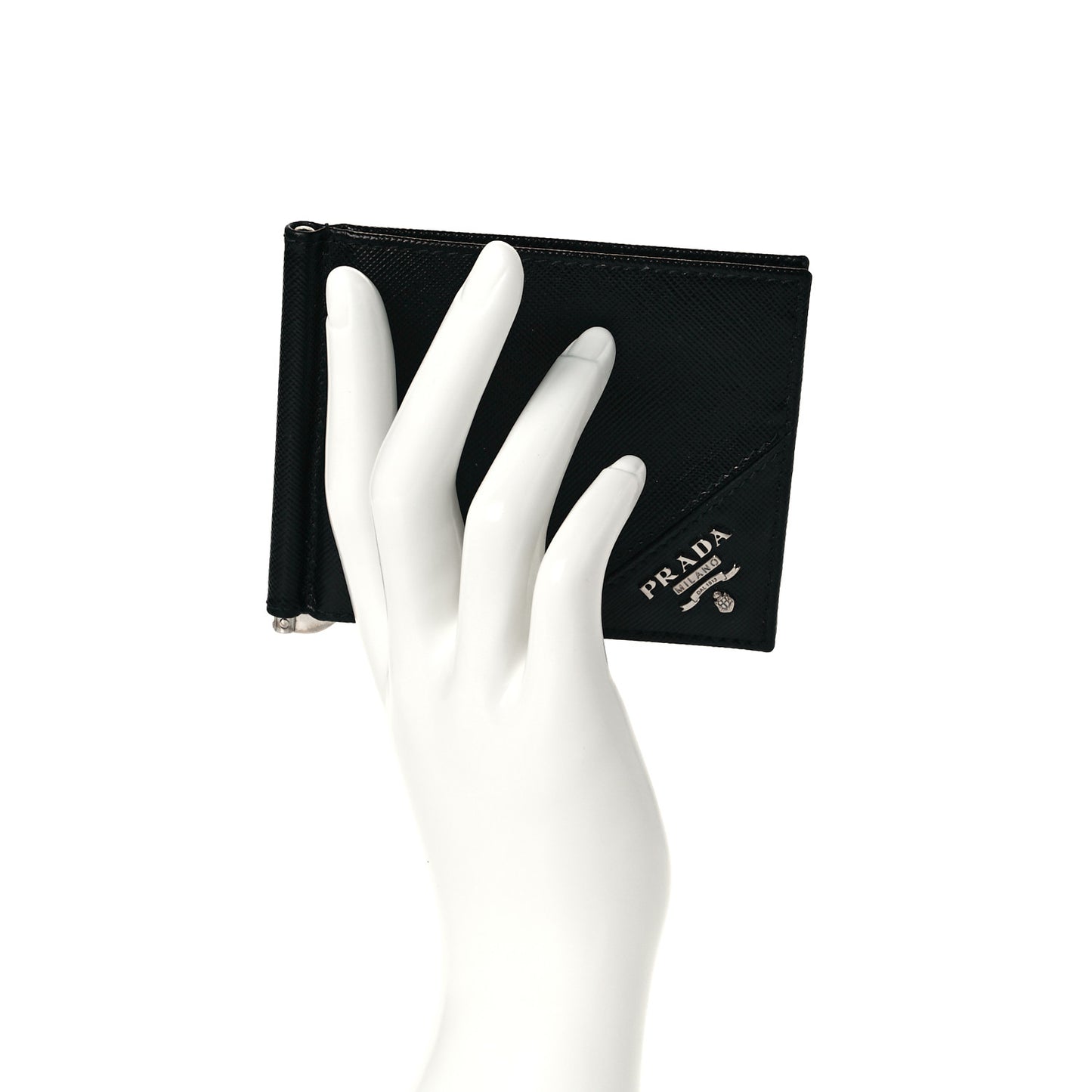 Saffiano Money Clip Bi-Fold Wallet Black