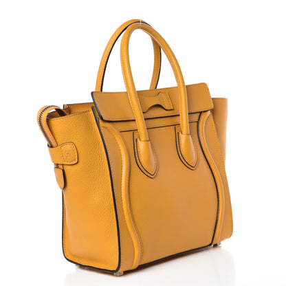 Celine Drummed Calfskin Micro Luggage Ocre 3 of 13