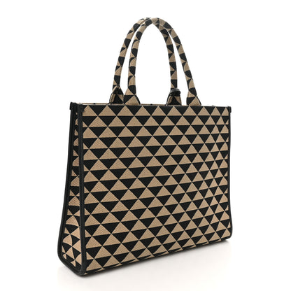 Prada Jacquard Saffiano Triangolo Symbole Embroidered Large Tote Black Corda 3 of 9