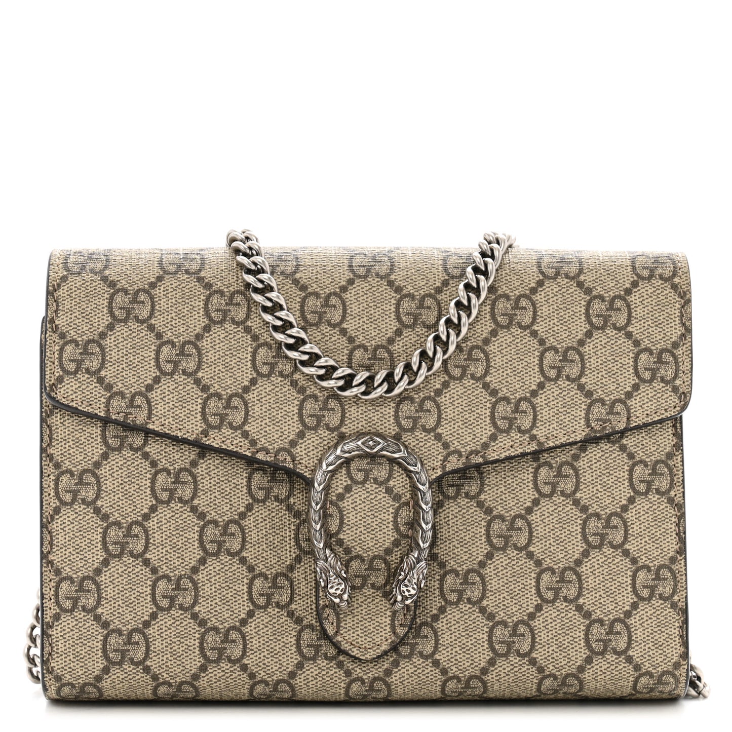 GG Supreme Monogram Mini Dionysus Chain Wallet Beige Taupe