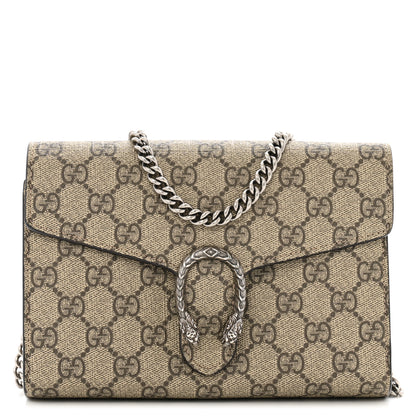 Gucci GG Supreme Monogram Mini Dionysus Chain Wallet Beige Taupe 1 of 13