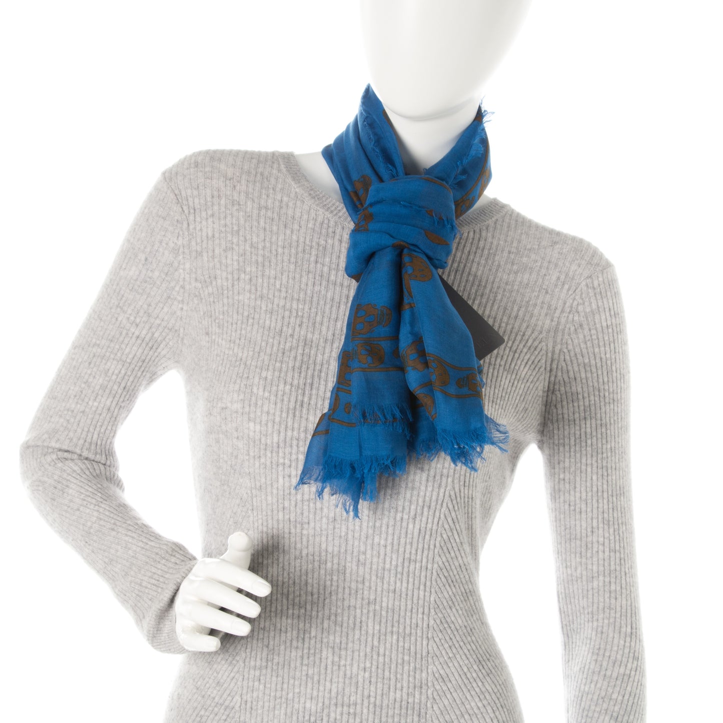 Modal Silk Skull Scarf Blue