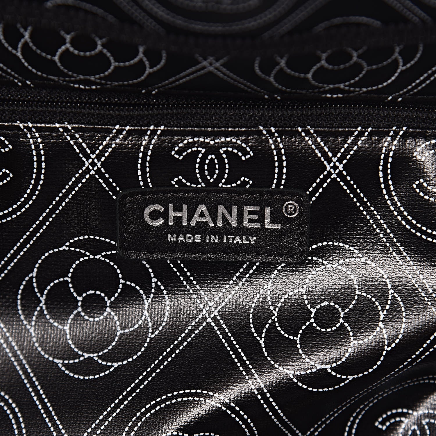 Chanel Coated Canvas Camellia Medium Shopping Tote Black Beige 6 of 13