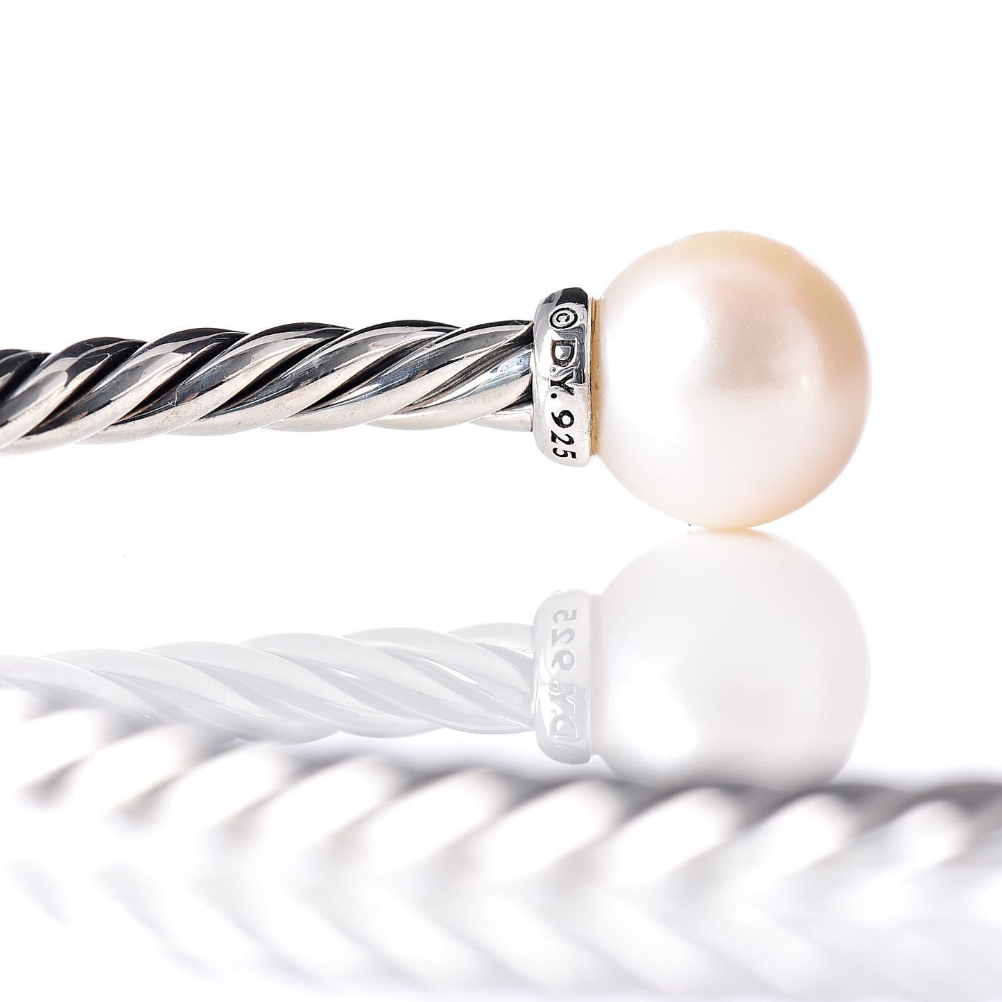 Sterling Silver Diamond Pearl 9mm Solari Bracelet