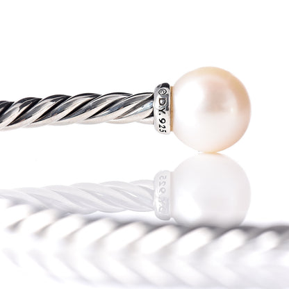 David Yurman Sterling Silver Diamond Pearl 9mm Solari Bracelet 4 of 5