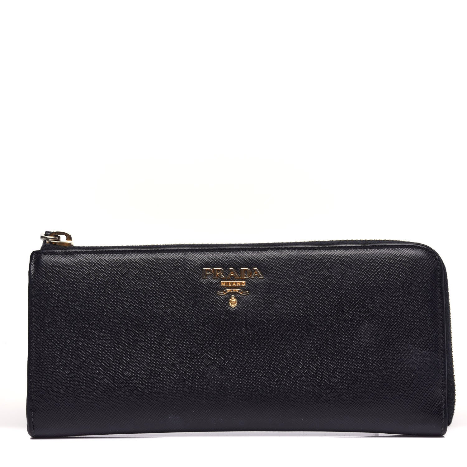 Prada Saffiano Zip Around Wallet Black 1 of 10