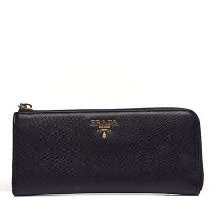 Prada Saffiano Zip Around Wallet Black 1 of 10